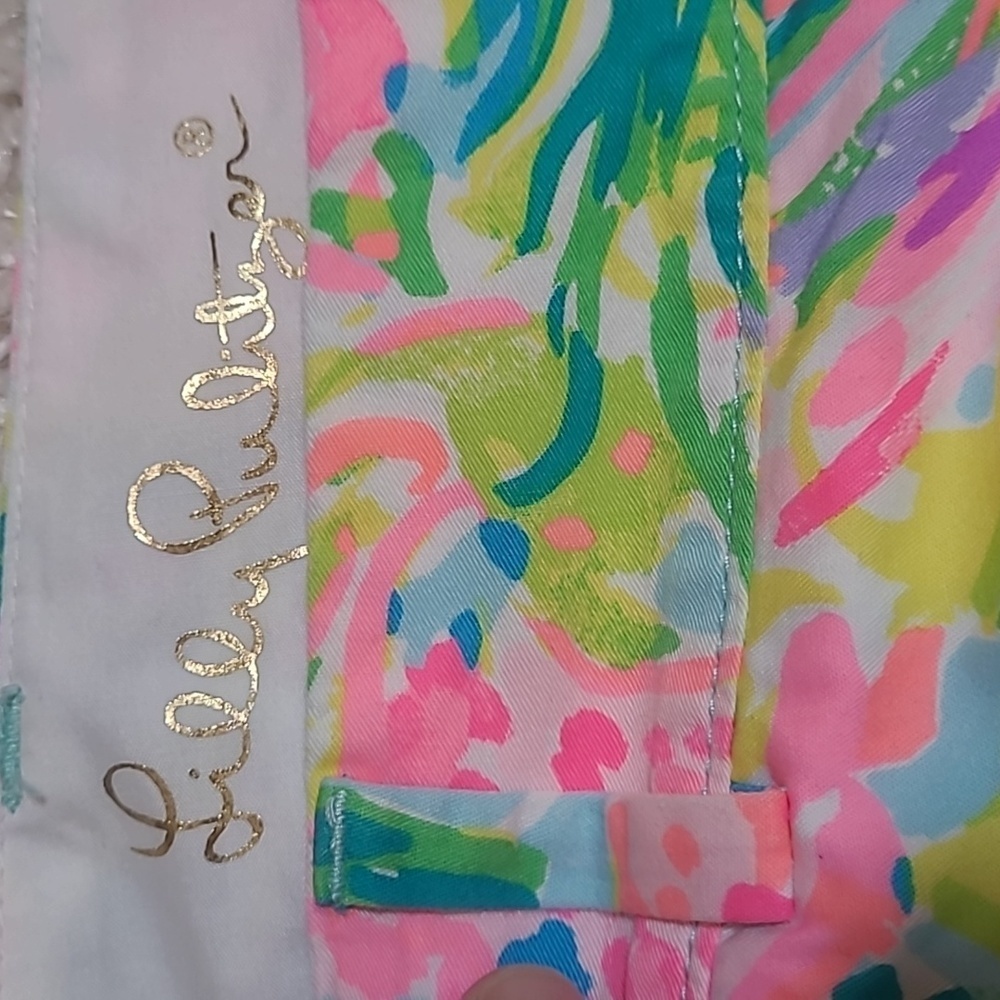 Lilly Pulitzer Fan Sea Pants Chipper Bermuda Shorts Pink Resort Womens 0 - Picture 13 of 16